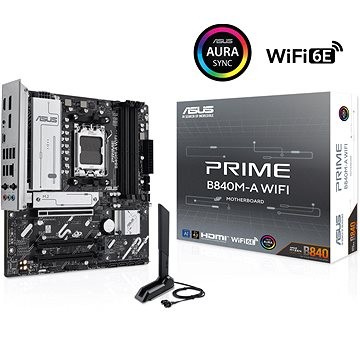 Asus Prime B840M-A WIFI Placa Base AM5 -WiFi, Bluetooth, 4x DDR5, 3x M2, 4x Sata III, PCIe 3.0, 4.0, USB 2.0, 3.2, USB-C, RJ-45, HDMI, DisplayPort - Factor de Forma MicroATX