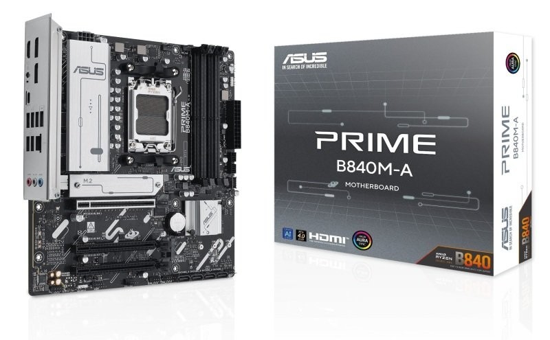 Asus Prime B840M-A-CSM Placa Base AM5 - 4x DDR5, 3x M2, 4x Sata III, PCIe 3.0, 4.0, USB 2.0, 3.2, USB-C, RJ-45, HDMI, DisplayPort - Factor de Forma MicroATX