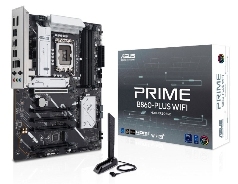 Asus Prime B860M-PLUS WIFI Placa Base LGA 1851 - WiFi, Bluetooth, 4x DDR5, 2x M2, 4x SATA III, PCIe 4.0, 5.0, USB 2.0, 3.2, USB-C, RJ-45, HDMI, DisplayPort - Factor de Forma ATX