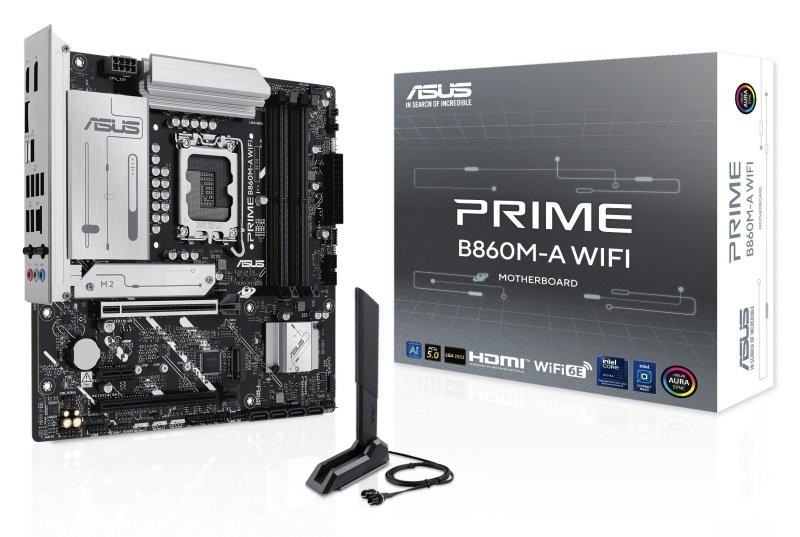 Asus Prime B860M-A WIFI Placa Base LGA 1851 - WiFi, Bluetooth, 4x DDR5, 2x M2, 4x SATA III, PCIe 4.0, 5.0, USB 2.0, 3.2, RJ-45, HDMI, DisplayPort - Factor de Forma MicroATX
