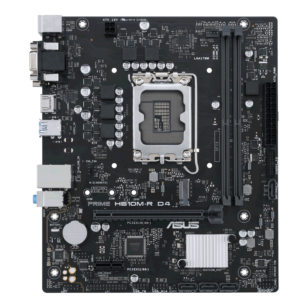 Asus Prime H610M-R D4 Placa Base Intel1700 2x DDR4 - HDMI, M.2, PCIe4.0, 4x Sata III, USB 3.2, MicroATX