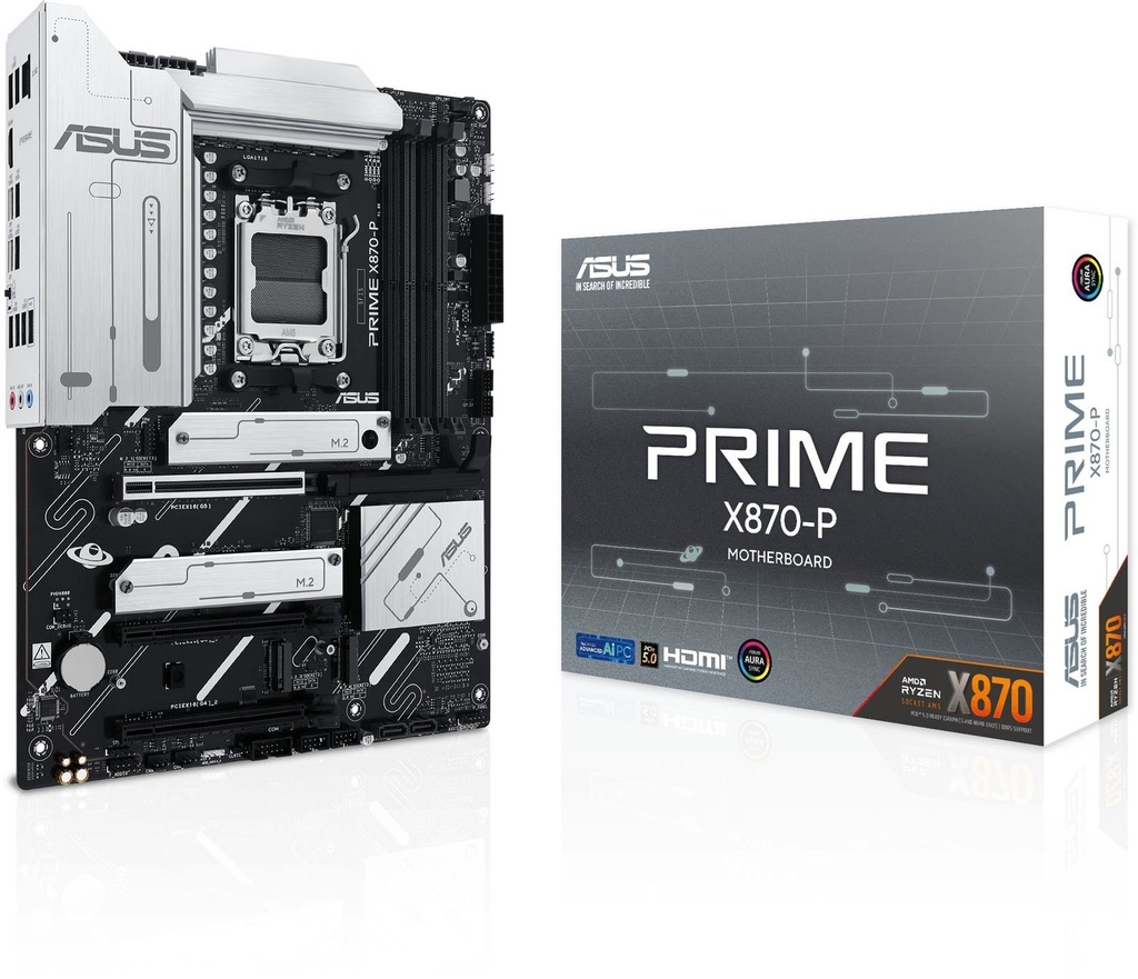 Asus Prime X870-P Placa Base AM5 - 4x DDR5, 4x M2, 2x Sata III, PCIe 4.0, 5.0, USB 2.0, 3.2, RJ-45, HDMI, DisplayPort - Factor de Forma ATX