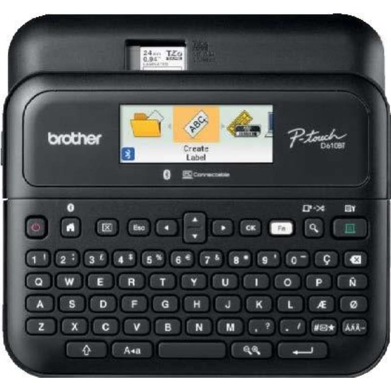 Brother P-Touch D610BT Rotuladora Electronica - Pantalla LCD a Color - Ancho Max. de Cinta 24mm - Bluetooth, USB - Color Negro
