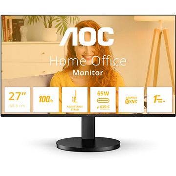 AOC B3 Monitor 27" LED IPS FullHD 1080p 100Hz - Respuesta 1ms - Angulo de Vision 178° - Altavoces Incorporados - USB-C, HDMI, Audio - Montaje VESA 100x100