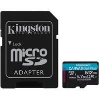 Kingston Tarjeta Micro SDXC 512GB UHS-I U3 V30 Clase 10 170MB/s Canvas Go Plus con Adaptador