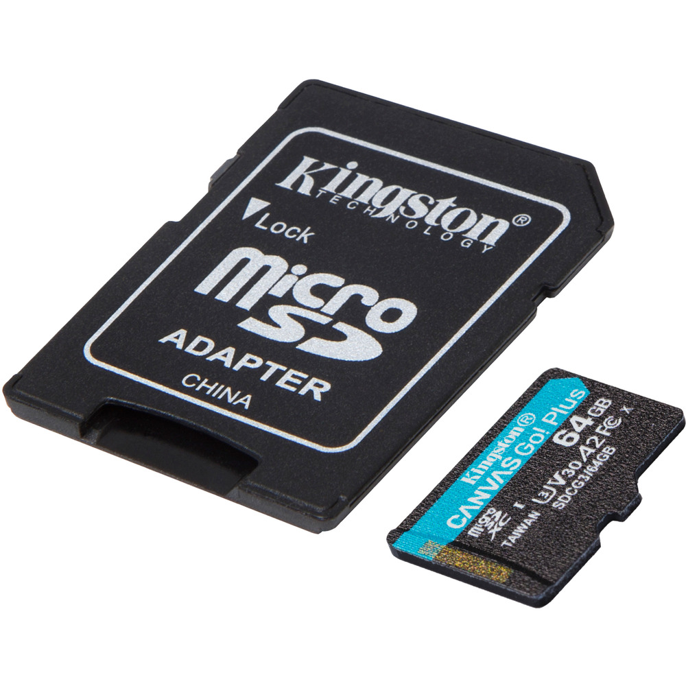 Kingston Tarjeta Micro SDXC 64GB UHS-I U3 V30 Clase 10 170MB/s Canvas Go Plus con Adaptador