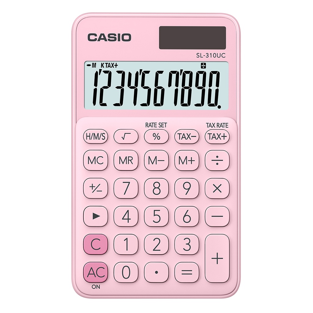 Casio SL-310UC Calculadora de Bolsillo - Calculo de Impuestos - Pantalla LCD de 10 Digitos - Solar y Pilas - Color Rosa