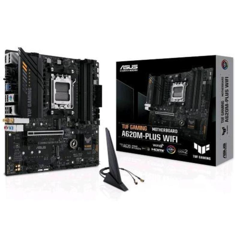 Asus TUF Gaming A620M-PLUS WIFI Placa Base AM5 - WiFi, Bluetooth, 4x DDR5, 2x M.2, 4x SATA III, PCIe 3.0, RJ-45, USB-A, USB-C - Factor de Forma MicroATX