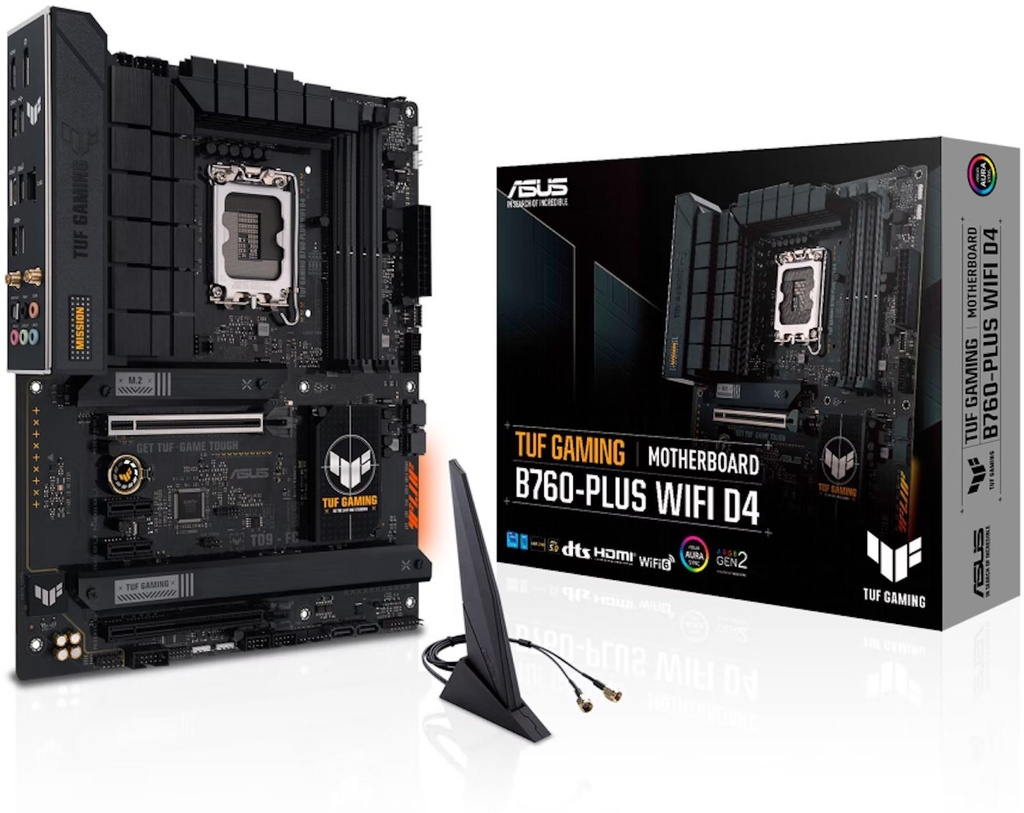 Asus TUF Gaming B760-PLUS WIFI D4 Placa Base Intel PCIe 4.0, DDR4, M.2, 4x Sata III, Ethernet de 2.5Gb, HDMI, USB 2.0, 3.2