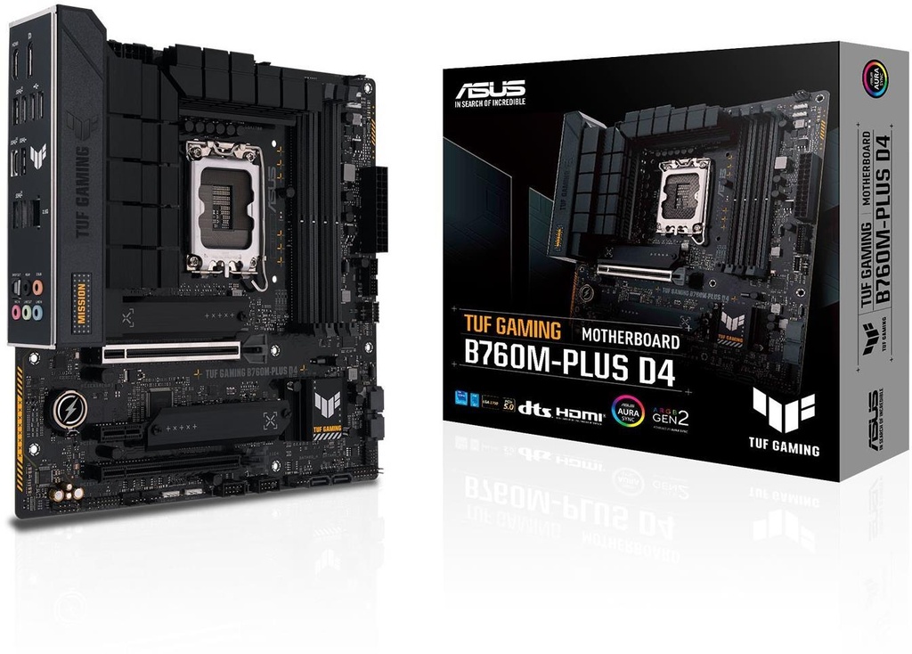 Asus TUF Gaming B760M-PLUS D4 Placa Base Intel PCIe 4.0, DDR4, M.2, 4x Sata III, Ethernet de 2.5Gb, HDMI, USB 2.0, 3.2