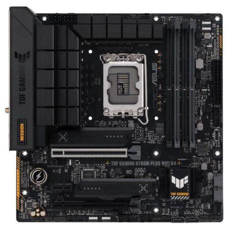 Asus TUF Gaming B760M-PLUS WIFI D4 Placa Base LGA 1700 - WiFi, Bluetooth, 4x DDR4, 2x M.2, 4x SATA III, PCIe 4.0, 5.0 RJ-45, USB-A, USB-C - Factor de Forma MicroATX
