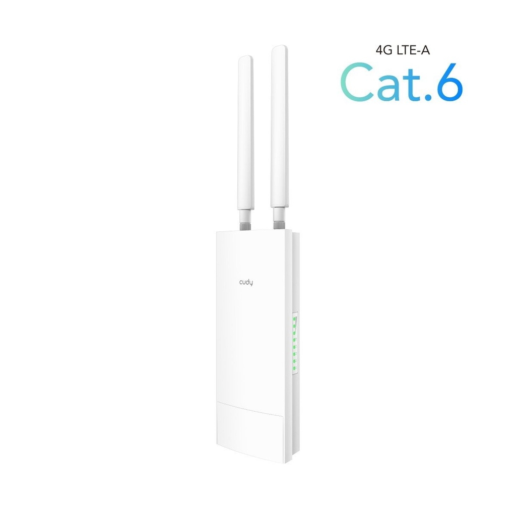 Cudy Router Gigabit WiFi 4G LTE AC1200 para Exterior - Velocidad hasta 1000Mbps - 1 Puerto - 2 Antenas 4G Desmontables - Resistencia al Agua IP65 - Adaptador PoE Pasivo de 48V - Color Blanco