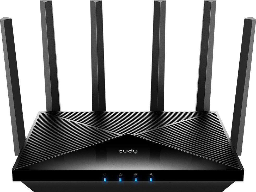 Cudy Router WiFi 7 Mesh Tribanda BE11000 de 2.5G - Velocidad hasta 2500Mbps - 4 Puertos - 6 Antenas Fijas de 5dBi - Tecnologia MU-MIMO - Color Negro