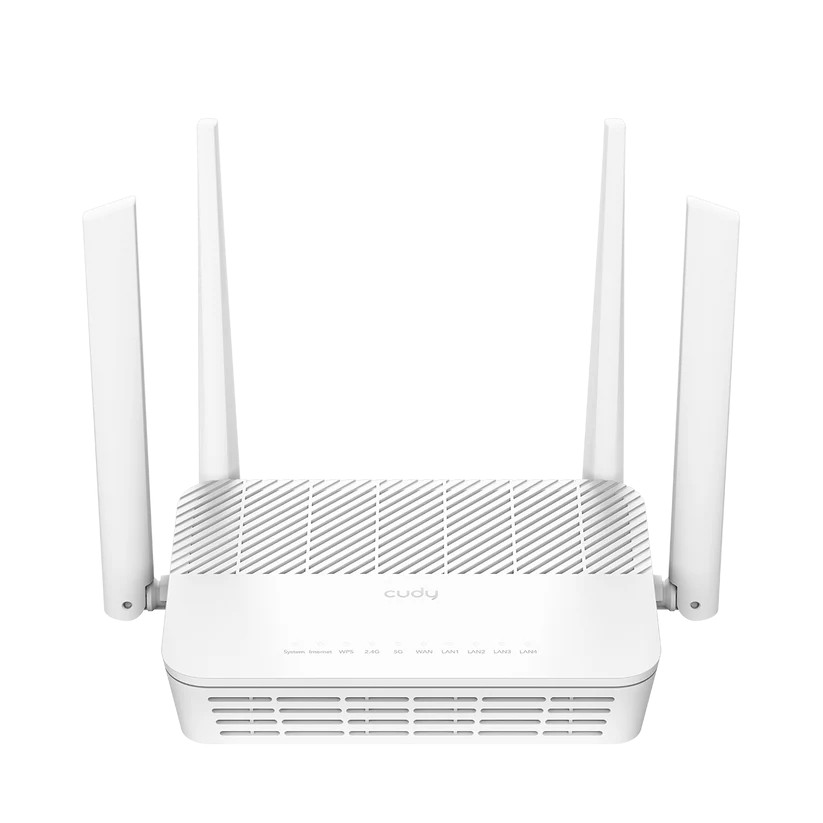 Cudy Router WiFi 6 Mesh Gigabit Dual Band AX3000 - Velocidad hasta 1000Mbps - 5 Puertos - 4 Antenas Fijas de 5dBi - Tecnologia MU-MIMO - Color Blanco