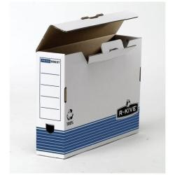 Fellowes Bankers Box Caja de Archivo Definitivo 80mm Folio - Montaje Fastfold - Carton con Certificacion FSC - Medidas Internas 80x 360x255mm - Color Blanco/Azul