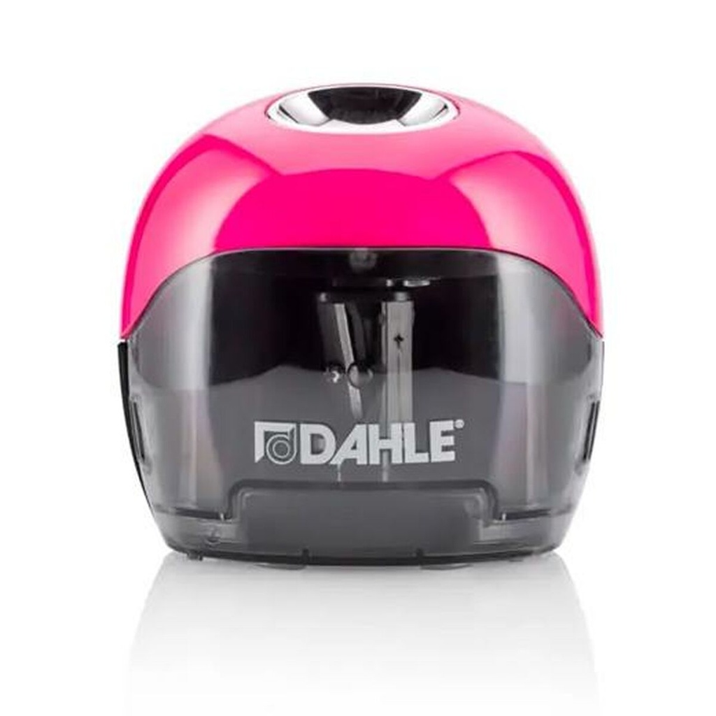 Dahle 250 Afilalapices Electrico - Para Lapices de Ø 8mm - Gran Deposito Transparente - Alimentacion con Pilas AA - Color Rosa