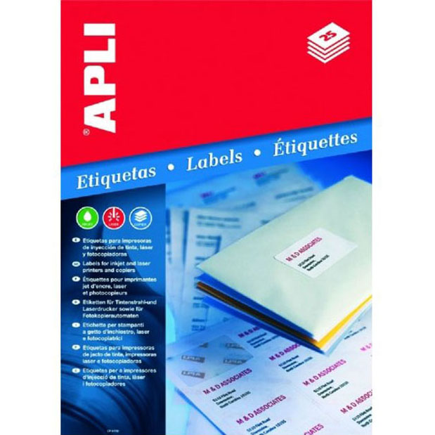 Apli Etiquetas Blancas Permanentes 63.5 x 38.1mm 100 Hojas