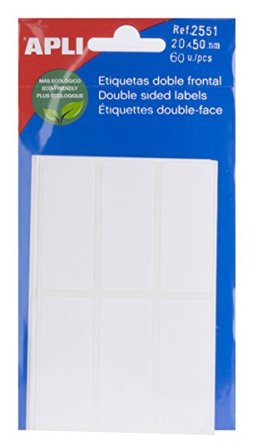 Apli Etiquetas Doble Frontal Blancas 20.0 x 50.0mm