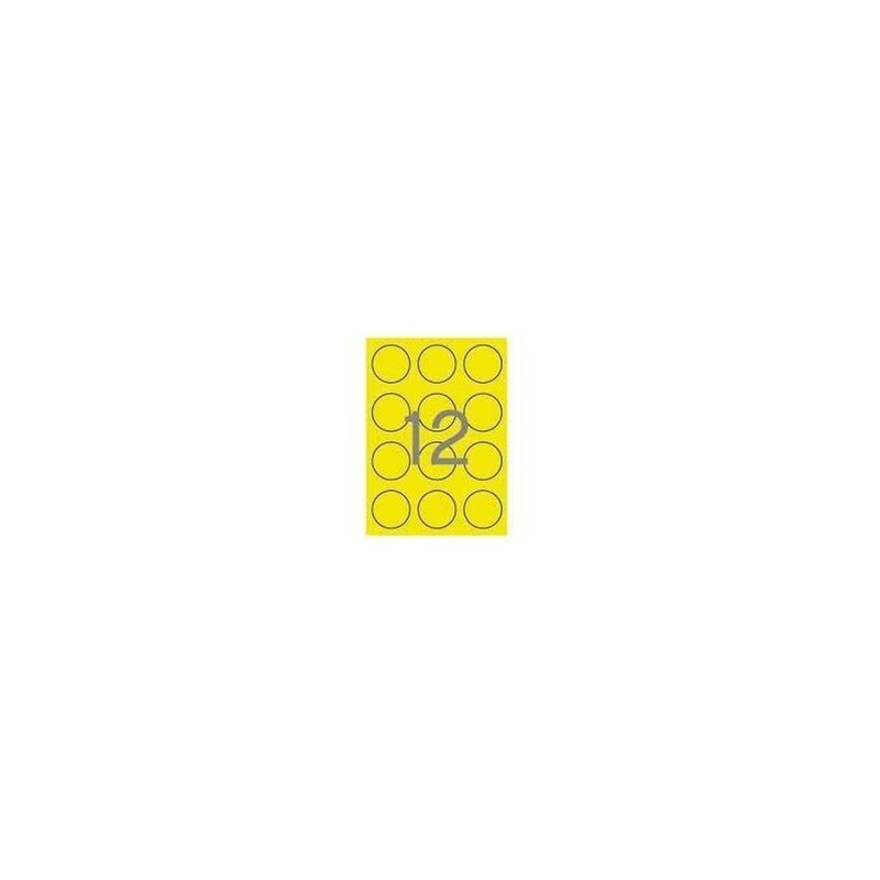 Apli Etiquetas Amarillo Fluorescente Permanentes Ø 60.0mm 20 Hojas