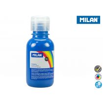 Milan Botella de Tempera 125ml - Tapon Dosificador - Secado Rapido - Mezclable - Color Azul