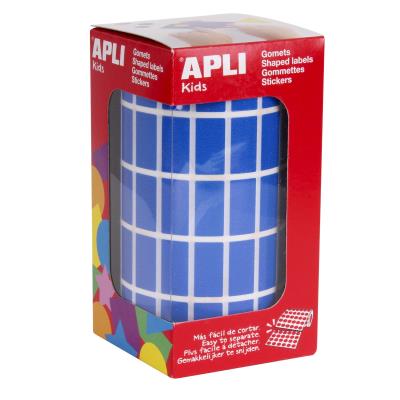 Apli Gomets Rectangulares Azules - 20x10mm - 59 Hojas Pretroqueladas - 3540 Unidades por Rollo - Ideal para Actividades Infantiles - Cumple Normas EN-71 y FSC