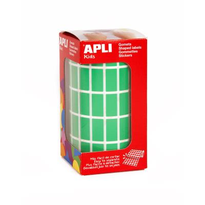 Apli Gomets Rectangulares Verdes - 20x10mm - 59 Hojas Pretroqueladas - 3540 Gomets por Rollo - Ideal para Actividades Infantiles - Cumple Normas EN-71 y FSC