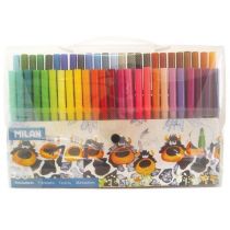 Milan Pack de 50 Rotuladores - Punta Conica 5mm - Tinta al Agua - Lavable - Colores Surtidos