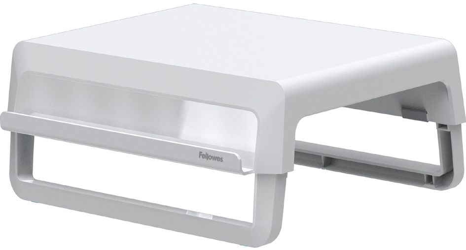 Fellowes Elevador para Monitor con 3 Ajustes de Altura - Ideal para Trabajo Hibrido - Canal para Dispositivos con Carga - Materiales 100% Reciclados