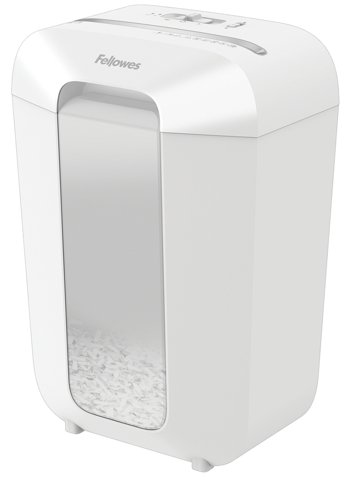 Fellowes LX70 Destructora de Papel Manual Corte en Particulas P-4 - Destruye hasta 11 Hojas - Bloqueo de Seguridad - Capacidad de la Papelera de 18L - Color Blanco