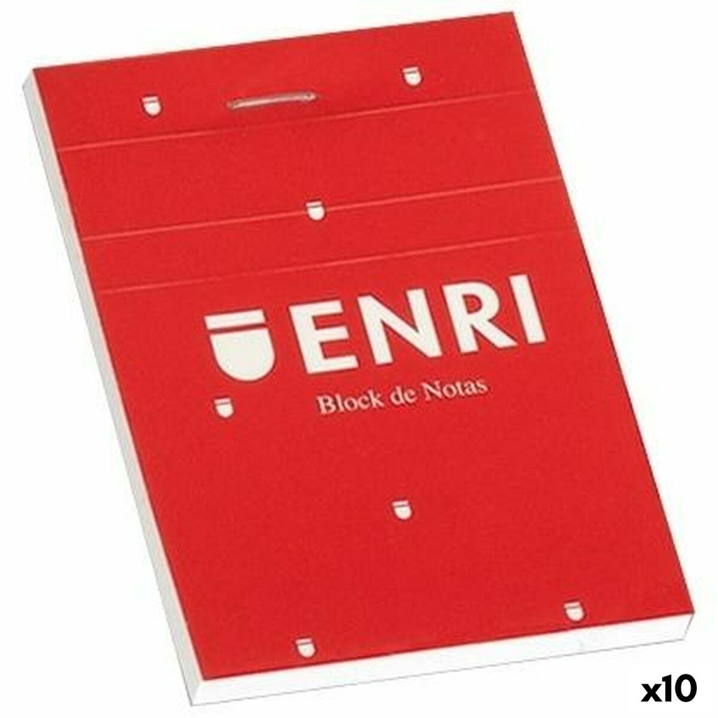 Enri Bloc de Notas Grapado Formato A6 Liso - 80 Hojas Microperforadas - Tapa Blanda Roja