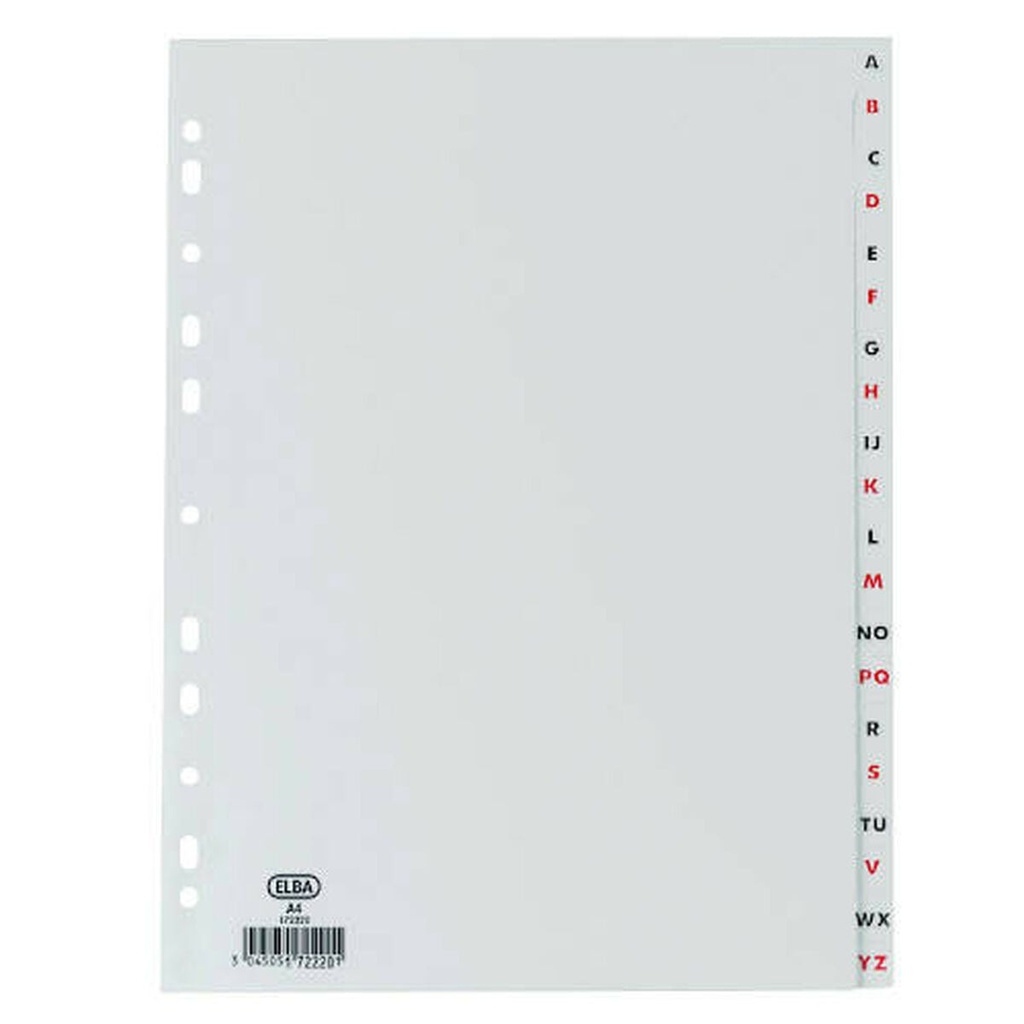 Elba Indice Alfabetico Folio 20 Posiciones - Resistente Plastico de 120 Micras - Organizacion Alfabetica Eficiente - Color Gris