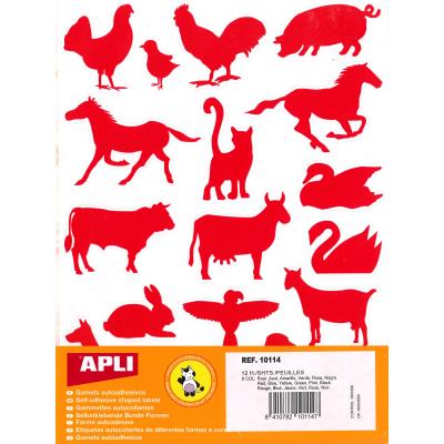 Apli Bolsa de Gomets de Adhesivo Permanente con Formas de Animales de Granja - 204 Gomets por Bolsa - Desarrolla la Psicomotricidad Fina y Cumple con Normas de Calidad y Seguridad