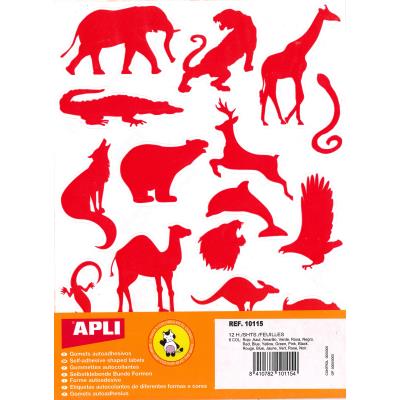 Apli Gomets Animales Salvajes - 204 Unidades por Bolsa - Formas de Elefante, Tigre, Jirafa y Mas - Adhesivo Base Agua y Materiales 100% Reciclables