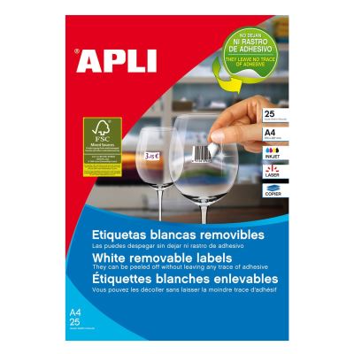 Apli Etiquetas Blancas Removibles Joyeria 45.0 x 8.0mm 25 Hojas
