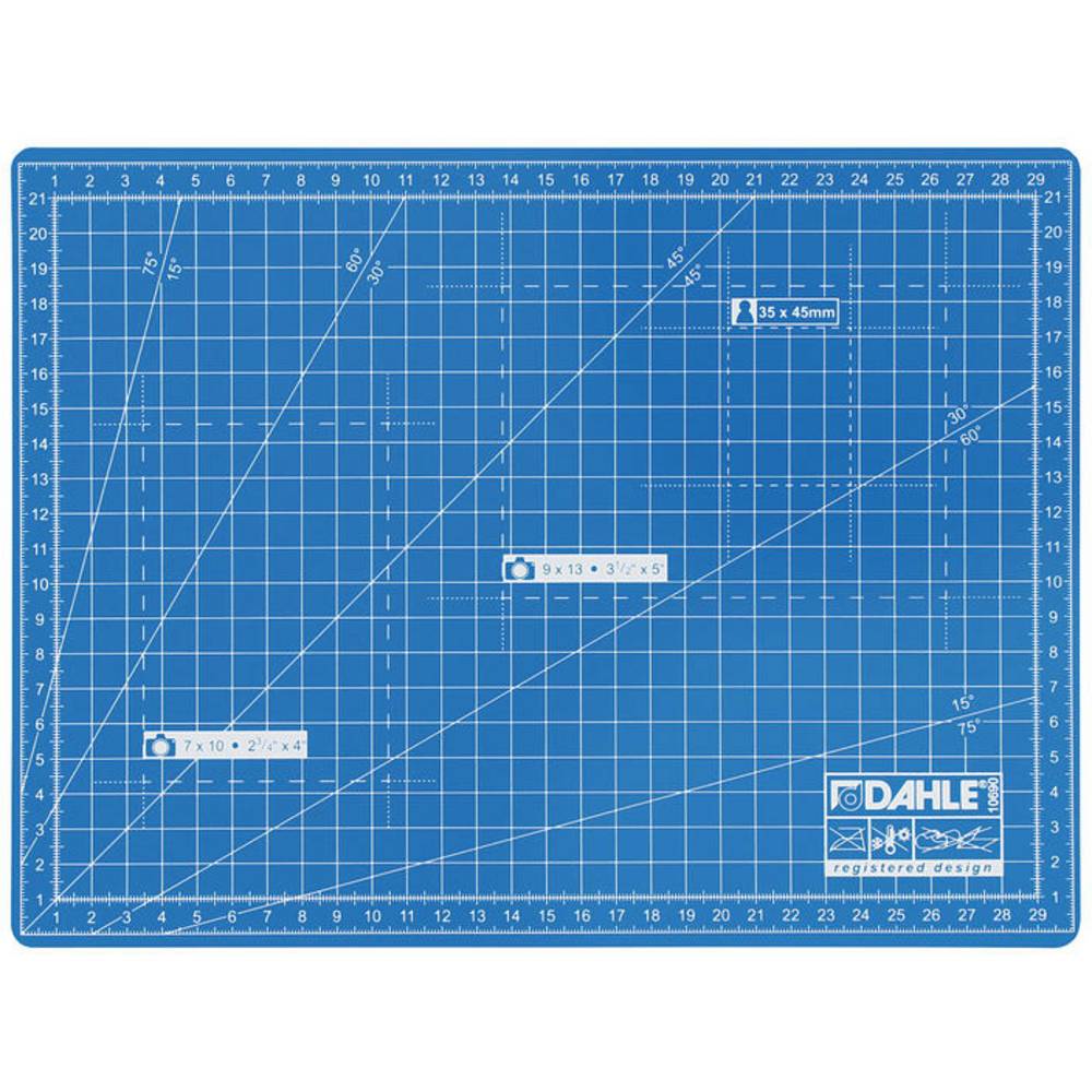 Dahle 10690 Plancha de Corte A4 22x30cm - 5 Capas con Nucleo Resistente al Corte - Lineas de Orientacion - Color Azul