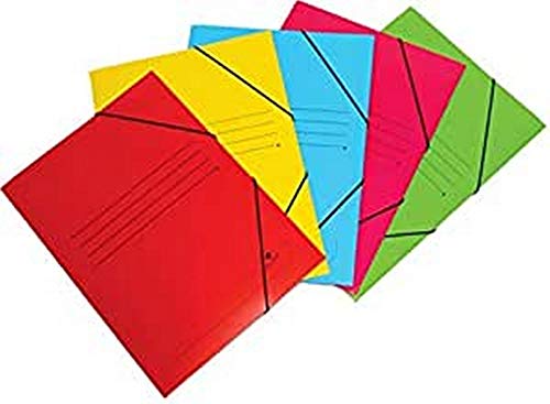 Mariola Carpeta de Carton Estucado con Solapas Folio 500gr/m2 - Medidas 34x25x1cm - Cierre con Goma Elastica - Colores Surtidos