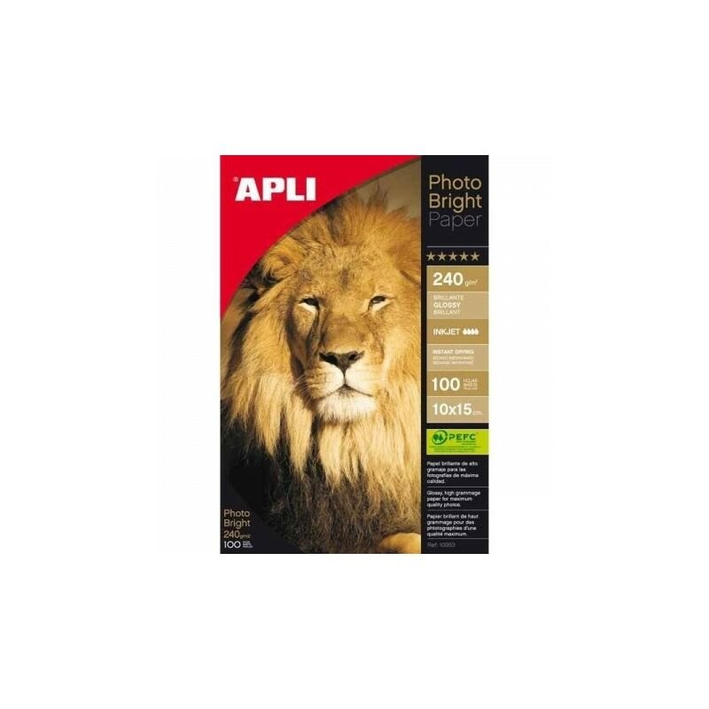 Apli Papel Fotografico Photobright 10 x 15 cm 240g 100 Hojas