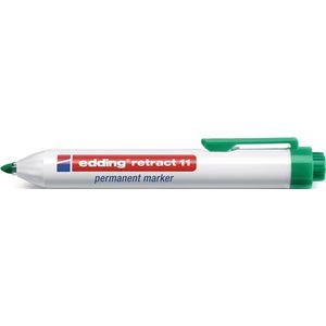 Edding Retract 11 Rotulador Permanente Retractil - Punta Redonda - Trazo entre 1.5 y 3mm - Recargable - Secado Rapido - Color Verde
