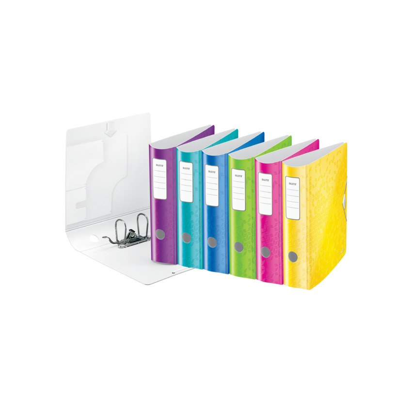 Leitz Active Wow Pack de 5 Archivadores de Palanca A4 - Lomo 82mm - Cierre con Goma Elastica - Colores Surtidos