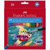 Faber-Castell Classic Colour Acuarelable Pack de 24 Lapices de Colores Hexagonales Acuarelables + Pincel - Resistencia a la Rotura - Colores Surtidos