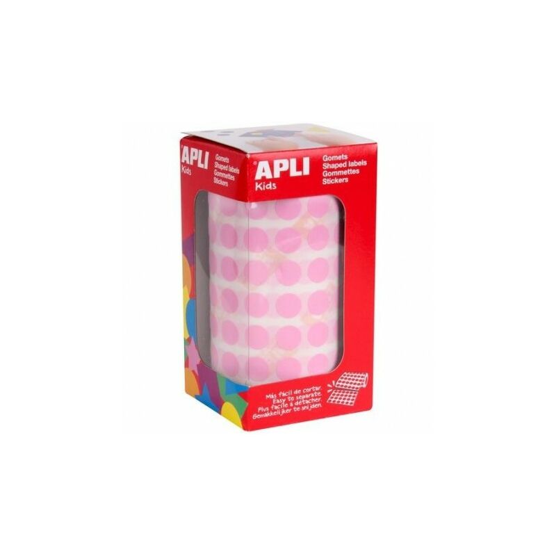 Apli Rollo de Gomets Redondos - Adhesivo Permanente - 5.192 Gomets - Fomenta la Psicomotricidad - Adhesivo Base Agua - Libre de Disolventes