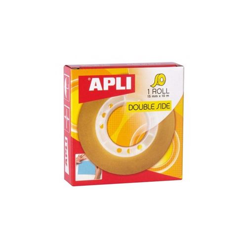 Apli Cinta Adhesiva de Doble Cara 15 mm x 10 m - Transparente