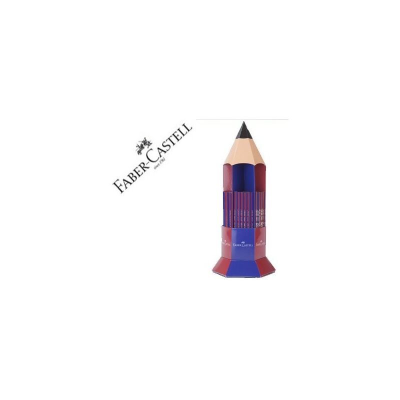 Faber-Castell Janus 2160 Expositor de 120 Lapices Finos Bicolor Hexagonales - Ecologico - Resistente a la Rotura - Color Rojo/Azul