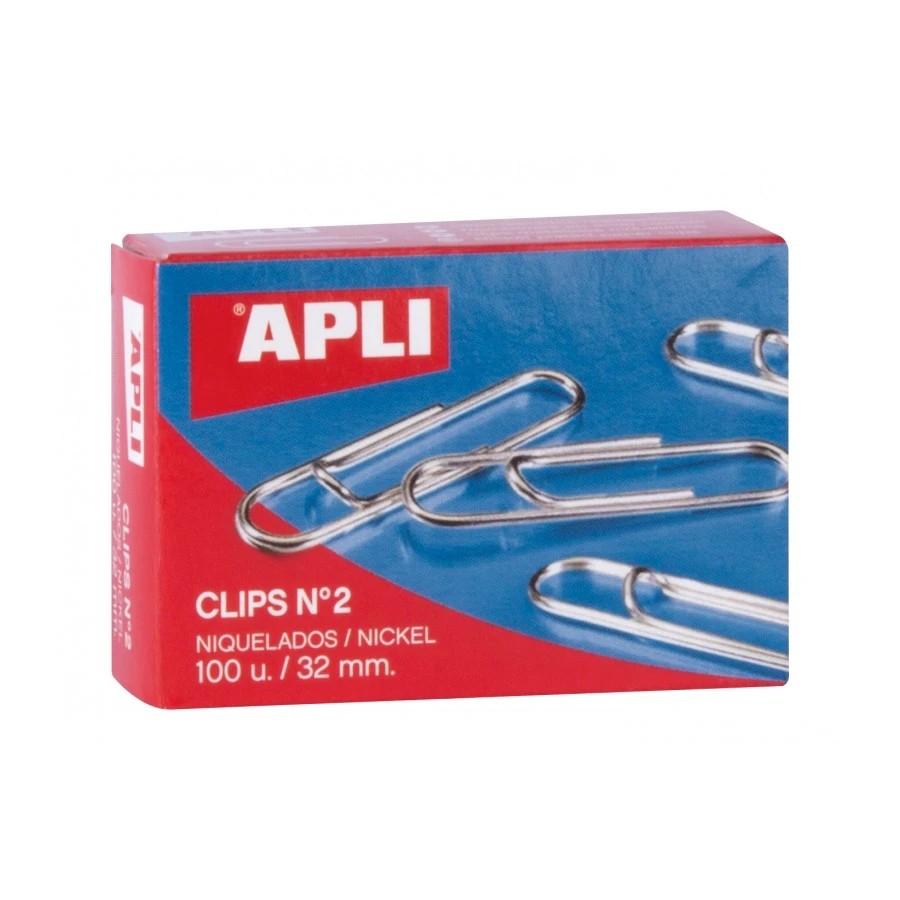 Apli Pack de 100 Clips Niquelados nº3 40 mm