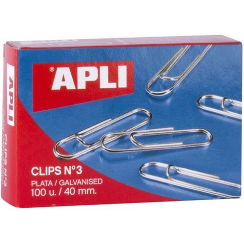 Apli Pack de 100 Clips Galvanizados nº3 40 mm