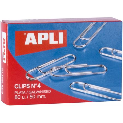Apli Clips Alambre Nº 4 - 50mm - Acabado Galvanizado Plata - 80 Unidades por Caja - Organiza tus Documentos