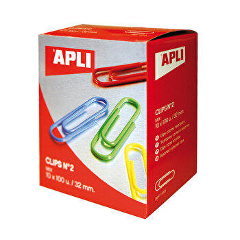 Apli Pack de 100 Clips nº2 32 mm - Colores Surtidos
