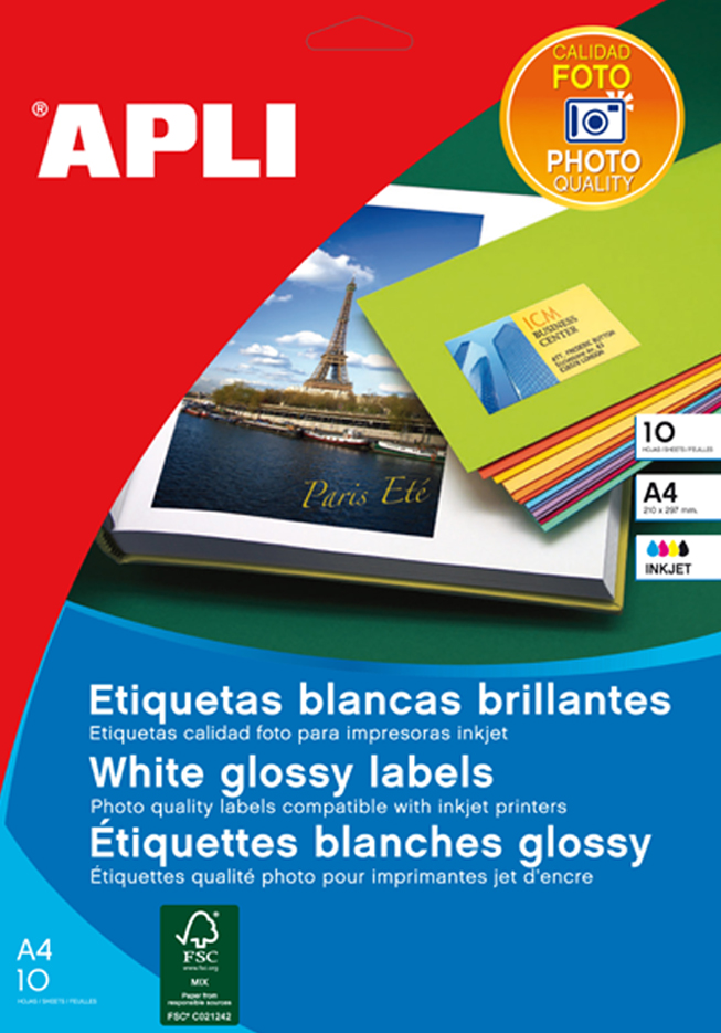 Apli Etiquetas Home Blancas Glossy 210 x 297mm 10 Hojas