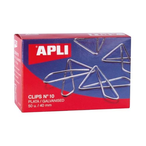 Apli Clips Mariposa Alambre Nº 10 (40mm) Acabado Galvanizado-Plata-Organiza tus Documentos con Estilo-Caja con 50 Clips
