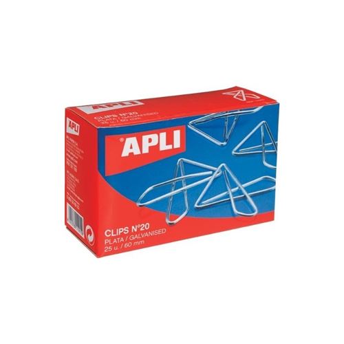 Apli Clips Mariposa Alambre Nº 20 (60mm) Acabado Galvanizado/Plata - Brilloso - 25 Unidades por Caja